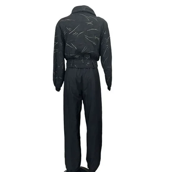 Skea Paris/Vail Vintage Womens Ski‎ Snowboard Suit, Black/Gold Belted Sz 8 - Picture 4 of 12